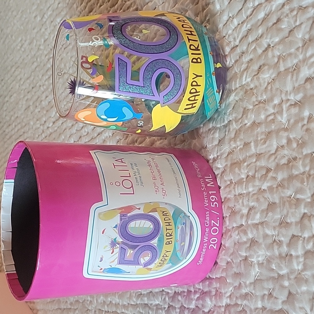 Lolita hand painted stemless wine